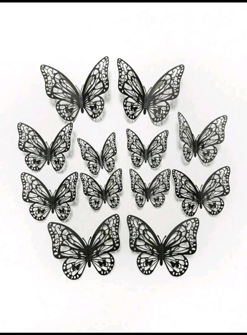 3D butterfly wall stickers, black