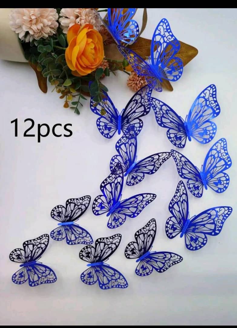 3D butterfly wall stickers, blue