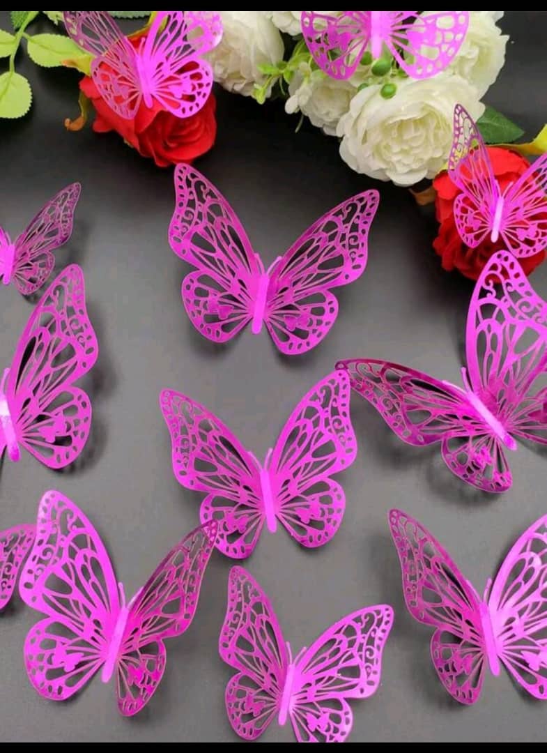 3D butterfly wall stickers, pink