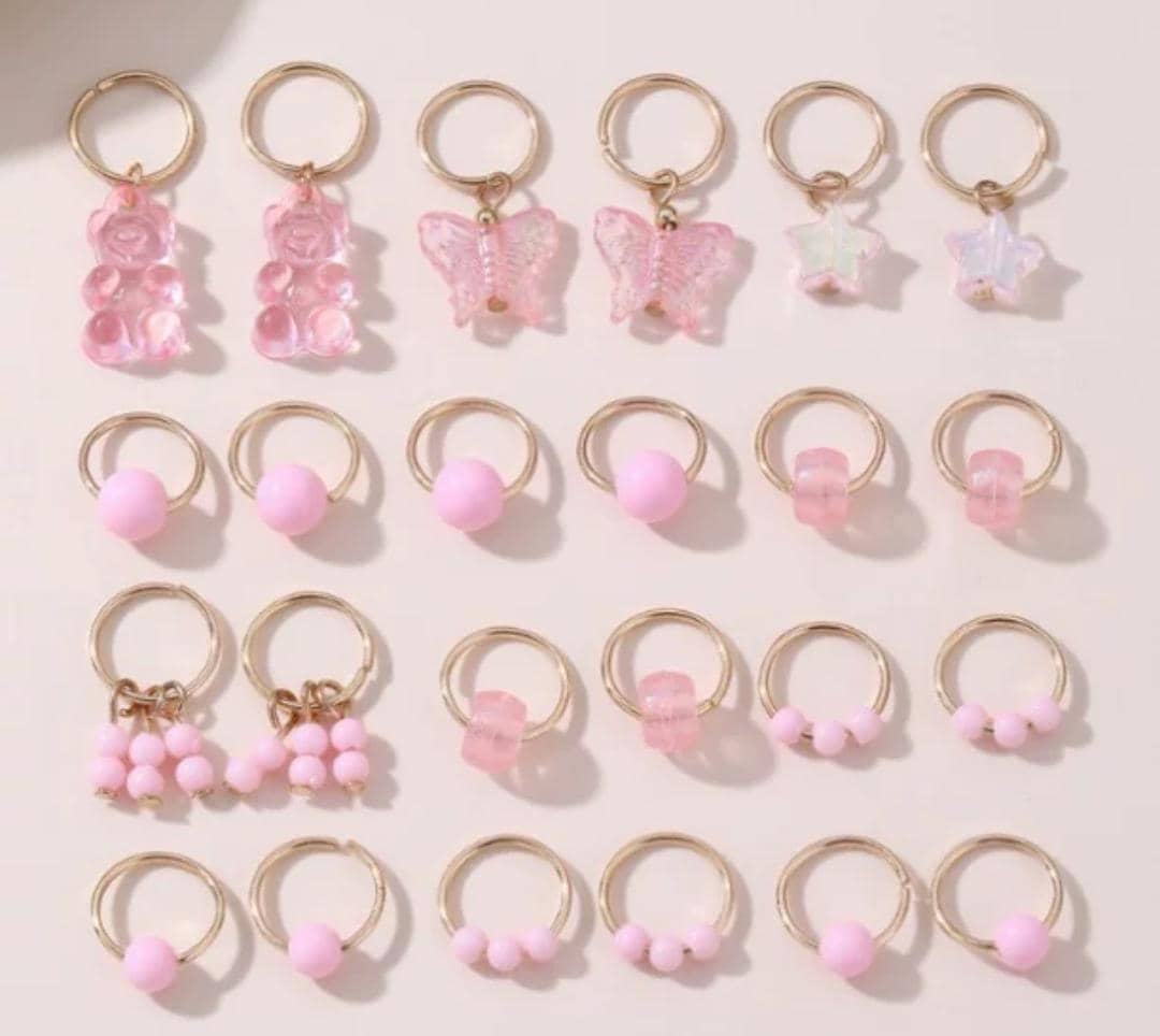 Pink braid charms