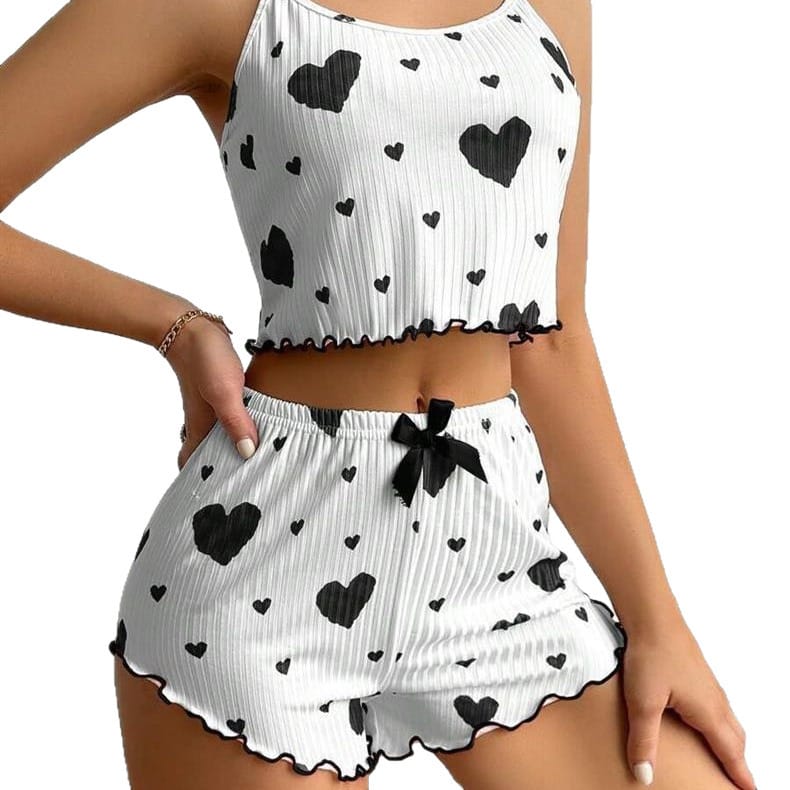 Heart pyjama set, black