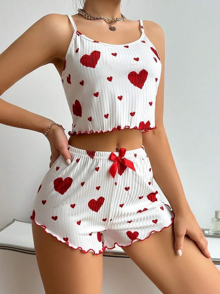 Heart pyjama set, red